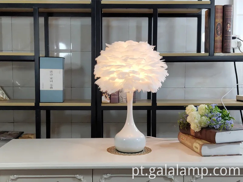 Lâmpada de mesa de penas, nórdico ins, decoração quente, bricolage